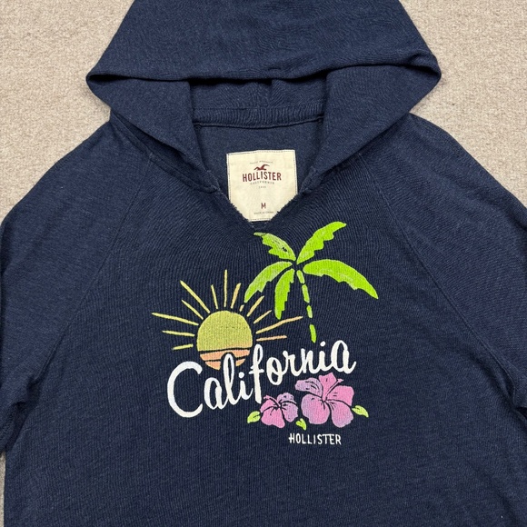Vintage Y2K Hollister Hoodie Women's Size M Blue Sweatshirt Pullover Hooded Surf - Picture 3 of 7